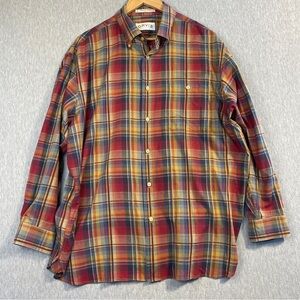 Orvis Plaid Shirt Men’s XL Red Blue Lightweight Cotton